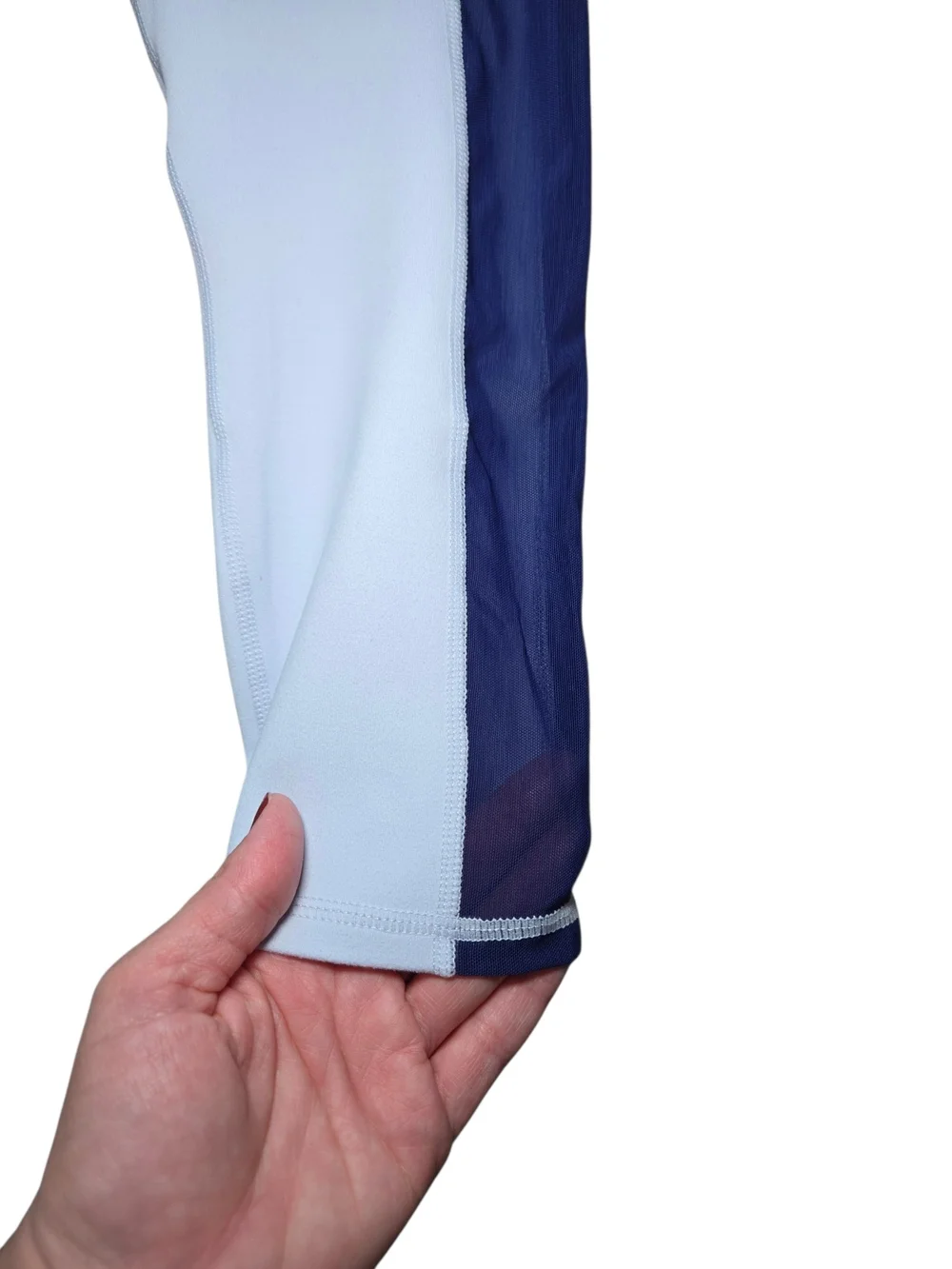 Fabletics White Leggings with Navy Side Panels - Picture 6 of 11